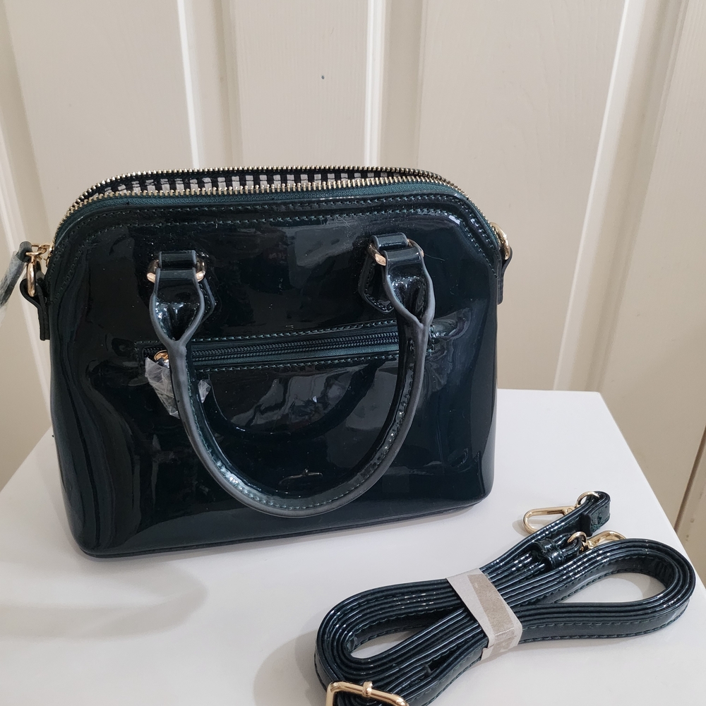Elegant Black Patent Leather Handbag